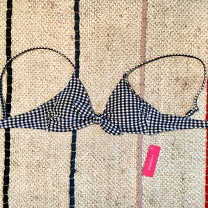 NWT Tie Front Gingham Bralette Bikini Top